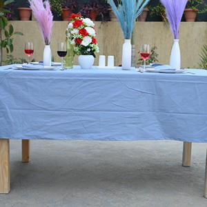 Light <b>Blue</b> Solid Color Cotton Linen Tablecloth Woven Washable Eco-Friendly Customizable Modern Style Outdoor Use Wedding Hotel - Product Image 6