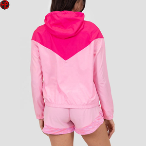 Ensemble de survêtement coupe-vent 2 pièces pour femme, veste zippée intégrale et short, tenue de sport légère à blocs de couleur - Product Image 6