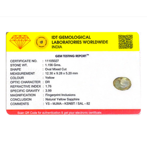 Yellow Sapphire 5.78 Carat Oval Cut Loose Gemstone for Fine Jewelry - Product Image 4