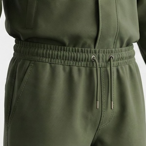 Survêtement à capuche vert olive pour homme, fermeture éclair intégrale, poches latérales, imperméable, vêtements de sport décontractés, tenue d'automne - Product Image 5
