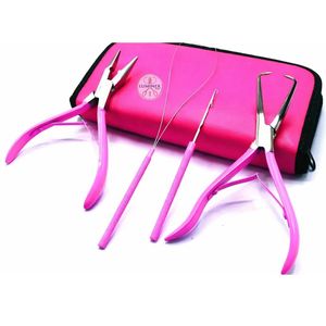Pinza de crimpado de acero inoxidable LUMINEX IMPEX para extensiones de cabello, incluye 2 microperlas de doble orificio, herramienta de 12 clips de seccionamiento. - Product Image 5