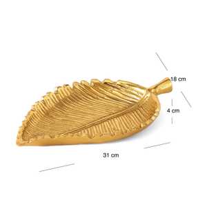 ถาดตกแต่งรูปใบไม้ชุบทอง ดีไซน์ทันสมัย สำหรับตกแต่งบ้าน ชิ้นเดียว - Product Image 2