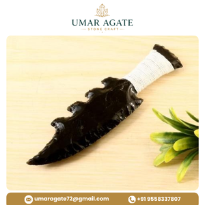 Cuchillo de Obsidiana Negra Athame, Hoja de Fantasía Tallada a Mano con Acabado de Piedra, Tacto Real, con Muescas, Regalo Wicca, 5-6 Pulgadas - Product Image 3