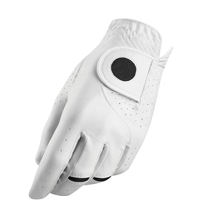 Guante de golf de cuero genuino para todos los dedos, antideslizante, transpirable, unisex, para mano derecha, cierre de gancho y bucle, gris, negro, de secado rápido - Product Image 3
