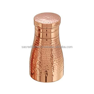 Premium Pure <b>Copper</b> Bedside Water Carafe Set Hammered Pot <b>Copper</b> Glass Cover Nightstand Drinkware Exporter - Product Image 3
