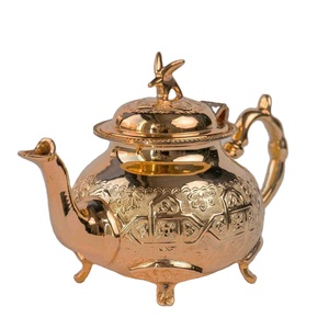 Théière en laiton artisanale de designer avec finition dorée, bouilloire à thé en métal vintage décorative pour la décoration et l'exposition de la maison de luxe - Product Image 2