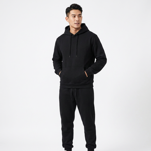 Conjunto Deportivo Unisex con Sudadera con Capucha Negra y Pantalones Cortos con Cordón, Color Sólido, Casual, Ecológico, para Adultos, Invierno - Product Image 6