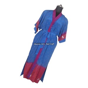 KL018 2026 Kimono Sari Vintage para Mujer, Otoño Invierno, Manga Larga, Elegante, Multicolor, Secado Rápido, Ropa de Playa, Mezcla de Poliéster y Seda - Product Image 1