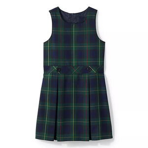 Vestido Escolar Sin Mangas a Cuadros para Niñas con Cintura con Botones, Uniforme Escolar Primario, Tela Tejida - Product Image 4