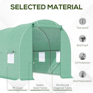 15X7X7 cortile serra con porte finestre di ventilazione all'aperto Walk-In giardino pianta di coltivazione casa di colore verde - Product Image 4