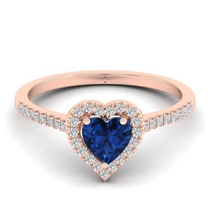 Anillo Halo de Diamantes con Certificación IGI de Oro Sólido de 14K del Fabricante REYES para Mujer, Corte Corazón, 0.61 Quilates, Gema de Zafiro Azul, Joyería - Product Image 6