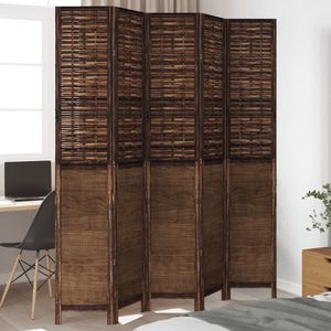 Separador de Habitaciones de 5 Paneles de Madera Maciza de Paulownia Marrón Oscuro, Elegante Biombo y Separador - Product Image 1