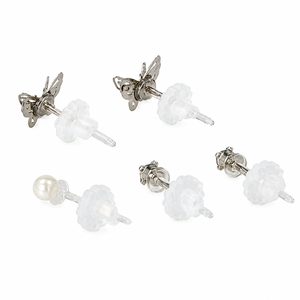 Made in Japan Small Butterfly Stud <b>Earrings</b> Bundle Gold & Silver 5-Piece Sets with Plastic <b>Posts</b> - Product Image 3