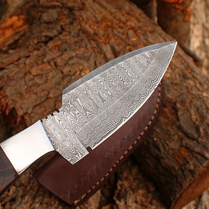 Couteau de chasse à lame fixe en acier Damas forgé à la main, manche en bois de Wengé, vente en gros, OEM, couteau à dépecer personnalisé, fabricant - Product Image 3