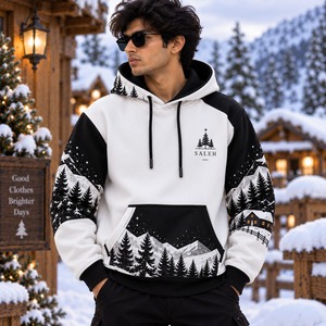 Sweat-shirts à capuche personnalisés brodés d'inspiration noëlienne, pull d'hiver en molleton 100% coton, unisexe, respirant, service OEM - Product Image 1