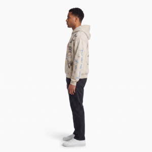 Custom <b>Vintage</b> Washed <b>French</b> Terry Graphic Hooded Men Streetwear Drop Shoulder Pullover Relaxed Fit Distressed Screen Print OEM - Product Image 3