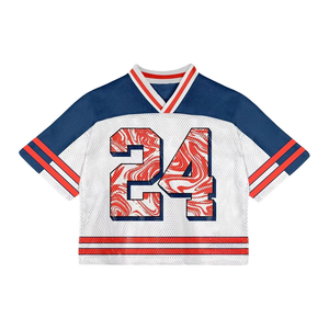 Maillot de football oversize à col en V en maille, coupe courte et ample, respirant, pour tenue d'équipe et sportswear - Product Image 3