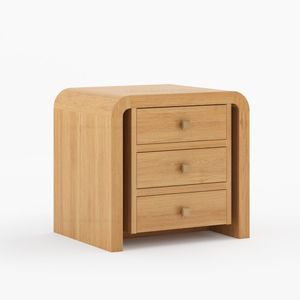 Golden Honey Teak Wood Bedside Drawer Curved Overarching Roof 3 Tier <b>Storage</b> <b>Cabinet</b> with Square Pulls - Product Image 1