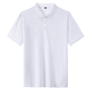 Men's Short Sleeve Solid Color Digital Printed Knitted Shirt Regular Fit Casual <b>White</b> Breathable Pique Fabric 100% Cotton Winter - Product Image 2