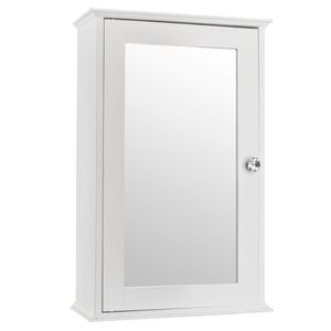 Mobiletto da Bagno Bianco a Singola Anta con Illuminazione LED, Mensola Rettangolare di Design Lussuoso per Uso Interno - Product Image 3