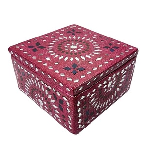 Handmade Red Jewelry <b>Box</b> with Mirror Beaded Design Decorative Storage Organizer for Rings <b>Earrings</b> <b>Gift</b> Bulk Supply - Product Image 6