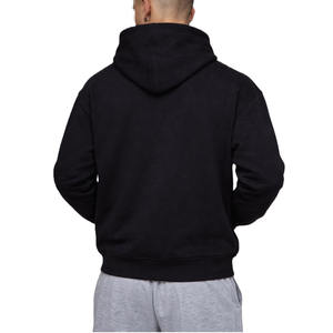 Minimal Chest Logo Pullover Hoodie for <b>Men</b> Cotton <b>Fleece</b> Classic Streetwear OEM Manufacturing Wholesale <b>Black</b> - Product Image 2