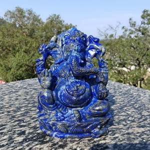 Statue de Ganesha en lapis-lazuli bleu afghan sculptée à la main, figurine en pierre précieuse sculptée pour la décoration de la maison, cadeau - Product Image 6