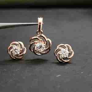 Elegant Unisex Trendy Lab Created Diamond <b>Necklace</b> Earrings Set Unique Design 18KT <b>Solid</b> Gold Gold Plated IGI Certified Charm - Product Image 2