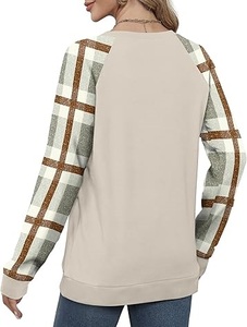 Crewneck Round Women <b>Raglan</b> Sleeve Sweatshirts <b>Top</b> Blouse Sleeves Printed Color Block Blended Girls Sweatshirts Breathable - Product Image 2