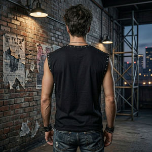 T-shirt sans manches graphique personnalisé pour homme, style streetwear décontracté, avec clous, pour l'été, design personnalisé - Product Image 2