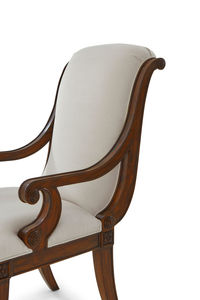 Fauteuil de salle à manger rembourré classique et moderne avec pieds en bois de mahogany massif pour la maison, le bureau, l'appartement et la décoration d'hôtel - Product Image 5