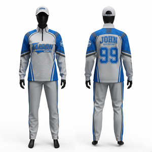 Survêtement d'entraînement de hockey sur glace pour femmes, polyester interlock premium respirant, design à panneaux blancs et bleus, sublimation, logo d'équipe personnalisé - Product Image 1