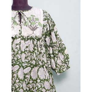 Robe en coton imprimée à la main pour femmes, confortable et respirante, designs élégants pour les fêtes en plein air et les occasions spéciales - Product Image 3