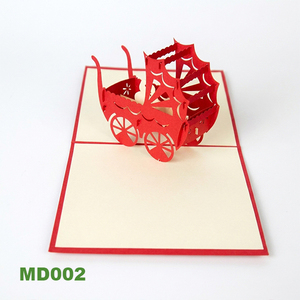 Custom <b>Handmade</b> 3D Pop-up Greeting Cards High Quality Gloss Varnishing Kraft <b>Paper</b> Offset UV Printing Model, Baby Cariage. - Product Image 5