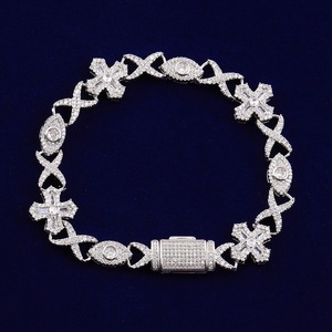 Nuevo Estilo Pulsera Cubana de Plata S925 con Diamantes VVS y Moissanita, Elegante para Fiestas Unisex - Product Image 1