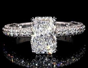 แหวนหมั้นเพชรแล็บโกรว์ 14k ทองคำแท้ ขายส่ง รับรองโดย IGI ทรงเรเดียนท์ ฮาโล แหวนแบบแยกส่วน ดีไซน์สำหรับทั้งชายและหญิง เครื่องประดับโดดเด่น - Product Image 1