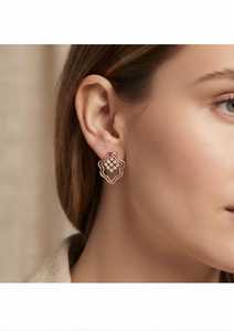 Boucles d'oreilles clous en or massif 18 carats, ton or rose, diamant texturé, taille marquise, avec certification IGI, pierre ronde, bijoux pour femme - Product Image 2