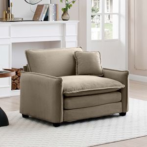 Divano Singolo in Velluto a Coste Comodo con Seduta Profonda e Cuscino per Soggiorno e Camera da Letto, Adatto a Diverse Occasioni - Product Image 3