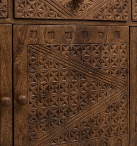 Handcrafted Traditional Solid Mango Wood <b>Sideboard</b> Modular Design Adjustable Shelves Durable Eco-Friendly in Brown Finish - Product Image 3