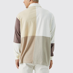 Men's Color Blocked Long Sleeve Casual <b>Shirt</b> Poplin Oversized Button Down <b>Collar</b> Full Sleeve Spring Wear - Product Image 2