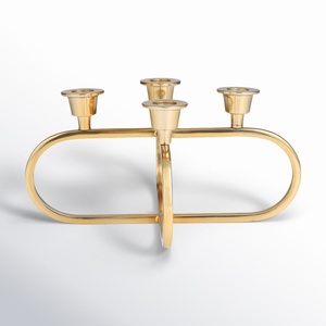 Modern Style 4 Light Gold Candelabra Contemporary Geometric Design For Taper <b>Candles</b> Table Decor Centerpiece Factory Direct - Product Image 4