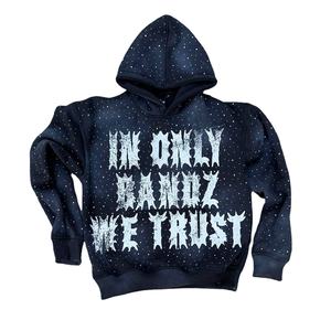 Distressed Washed <b>Thick</b> <b>Fleece</b> Unisex Vintage Summer Hoodies Custom Print Sunfaded Streetwear Rhinestone Breathable Windproof - Product Image 1