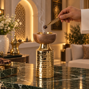 Quemador de incienso de mármol y acero inoxidable de primera calidad |   Porta Incienso Árabe Oud para el Hogar, Hotel, Majlis, Ramadán, Decoración Islámica, Juego de Regalo - Product Image 3