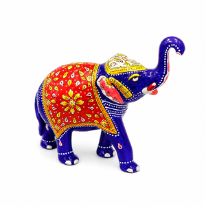 Handcrafted Traditional Metal Meenakari <b>Elephant</b> Figurine | Eco-Friendly Blue Indian Statue for Home Decor & <b>Gifting</b> - Product Image 4
