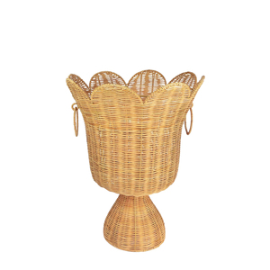 Classic Tall Rattan Pedestal Planter Basket Handwoven <b>Wicker</b> Flower <b>Vase</b> Elegant Decorative Indoor Outdoor Planter Boho Rustic - Product Image 3