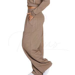 Custom Loose Stylish Trendy Flare Sweatpants Women Straight Wide Leg Full Length Sweatpants Joggers Side Panel <b>Pants</b> OEM - Product Image 1
