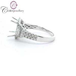 FACTORY DIRECT HAND MADE OEM LUXURY 18K AU750 WHITE GOLD NATURAL DIAMOND OVAL SHAPE 9.5x7.5MM RING MOUNT - Product Image 2