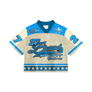 เสื้อเจอร์ซีย์ทรงบ็อกซี่แบบโอเวอร์ไซส์ สตรีทแวร์แฟชั่นสำหรับทุกเพศ สวมใส่สบาย ผลิตจากผ้าโพลีเอสเตอร์ รับผลิตแบบ OEM ODM ขายส่ง - Product Image 3