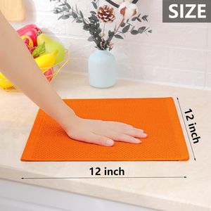 Ultra Soft 100% Cotton <b>Waffle</b> Weave Kitchen Dish <b>Towels</b> Quick Drying 12 X 12 Inches 6 Pack in Orange" - Product Image 5