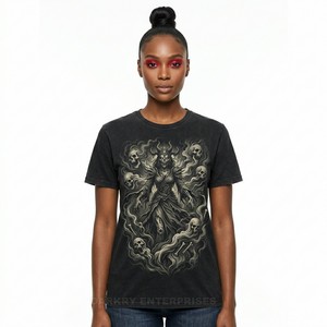 Custom Women Graphic T <b>Shirt</b> Manufacturer Vintage <b>Gothic</b> Horned Skeleton Print Tee Cotton Oversized Streetwear Female Clothing - Product Image 1